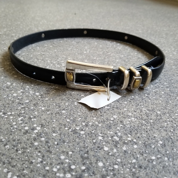 NWT BRIGHTON Black Leather Belt with Gold Studs - Picture 1 of 7